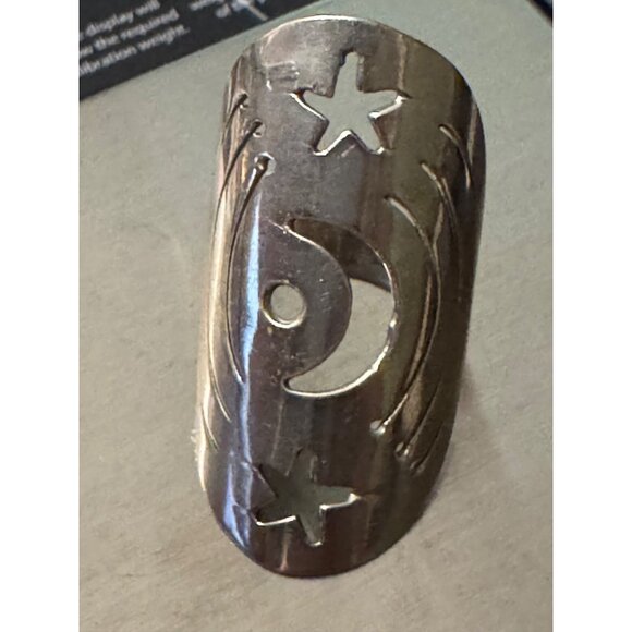 Sterling Silver Ring Stars Crescent moon 4.16g Size 7 - Picture 6 of 7